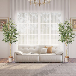 2 kunstige oliventræer 182 cm grøn silketøj 1296 blade 72 oliven