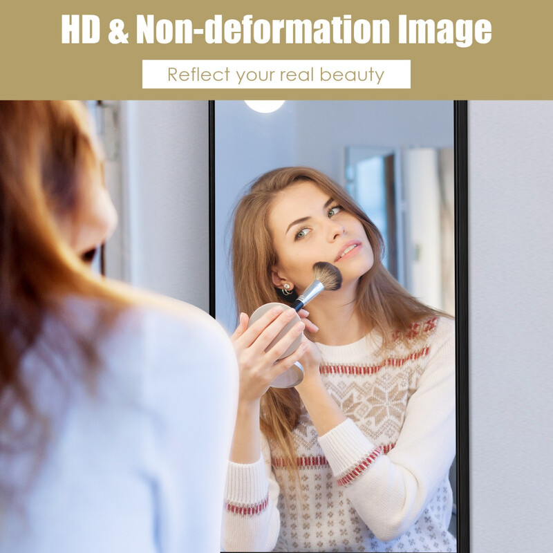 Helkropsspejl sort aluminiumlegeringsramme 120 x 37 cm til væg eller dør