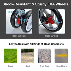 Sort kæledyrsvogn med jernramme 15 kg bæreevne sikkerhedssele