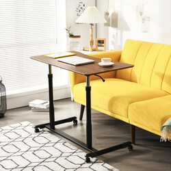 Højdejusterbart ergonomisk computerskrivebord med hjul brun 95x52 cm