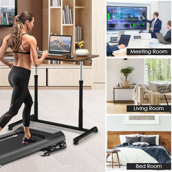 Højdejusterbart ergonomisk computerskrivebord med hjul brun 95x52 cm