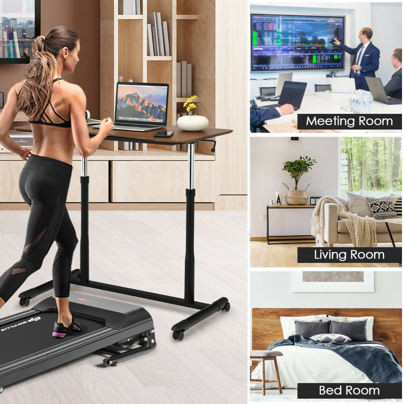 Højdejusterbart ergonomisk computerskrivebord med hjul brun 95x52 cm