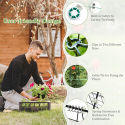 Havespaljé sæt rustfri stål 122x86 cm 8 støtter