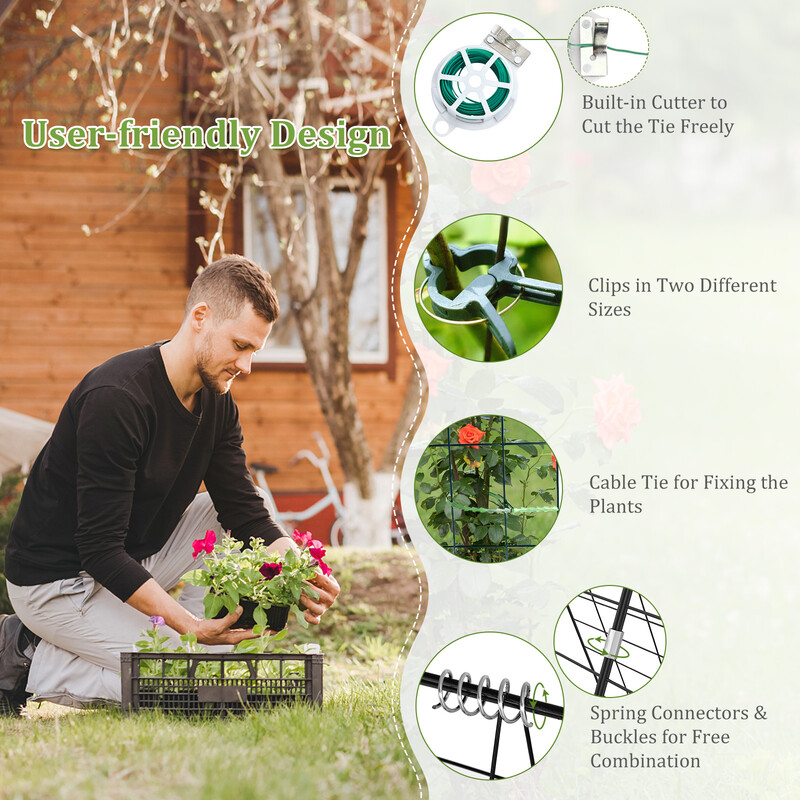 Havespaljé sæt rustfri stål 122x86 cm 8 støtter