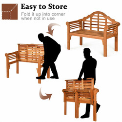 Sammenklappelig havebænk i eukalyptus 123 x 54 x 96 cm naturlig