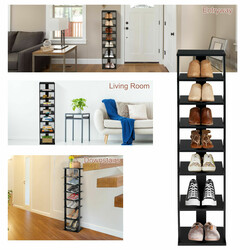 Sort MDF skohylde med syv hylder 27