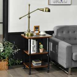 3-niveau printerstativ justerbar højde 67-77 cm fire hjul hvid stål spånplade