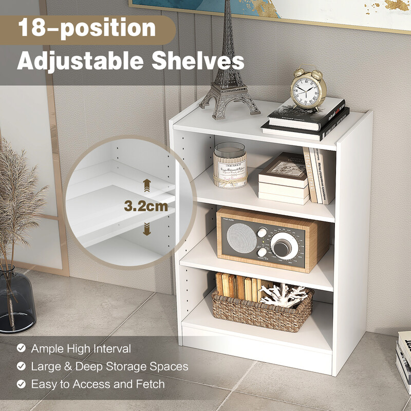 hvid trehylders bogreol med justerbare hylder i spånplade MDF 50x30x75 cm