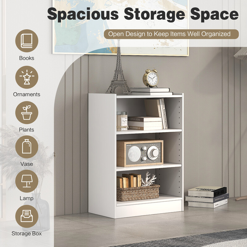 hvid trehylders bogreol med justerbare hylder i spånplade MDF 50x30x75 cm