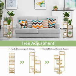 Sammenklappelig metalplanteholder i guld med seks niveauer