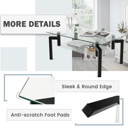 Sofabord sort metalramme med hærdet glas to niveauer moderne 100x60 cm