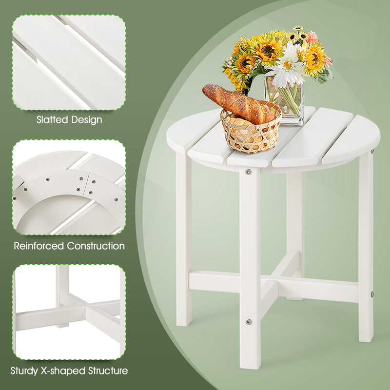 Sidebord hvid UV beskyttet HDPE 46 cm udendørs 1 stk