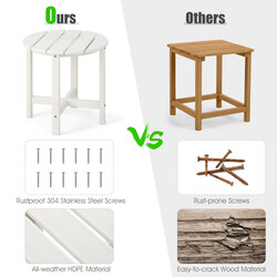 Sidebord hvid UV beskyttet HDPE 46 cm udendørs 1 stk