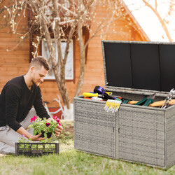 Terrasse opbevaringskasse udendørs grå PE-rattan 330 L 115x60x65 cm