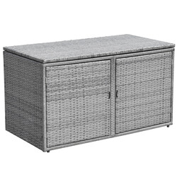 Terrasse opbevaringskasse udendørs grå PE-rattan 330 L 115x60x65 cm
