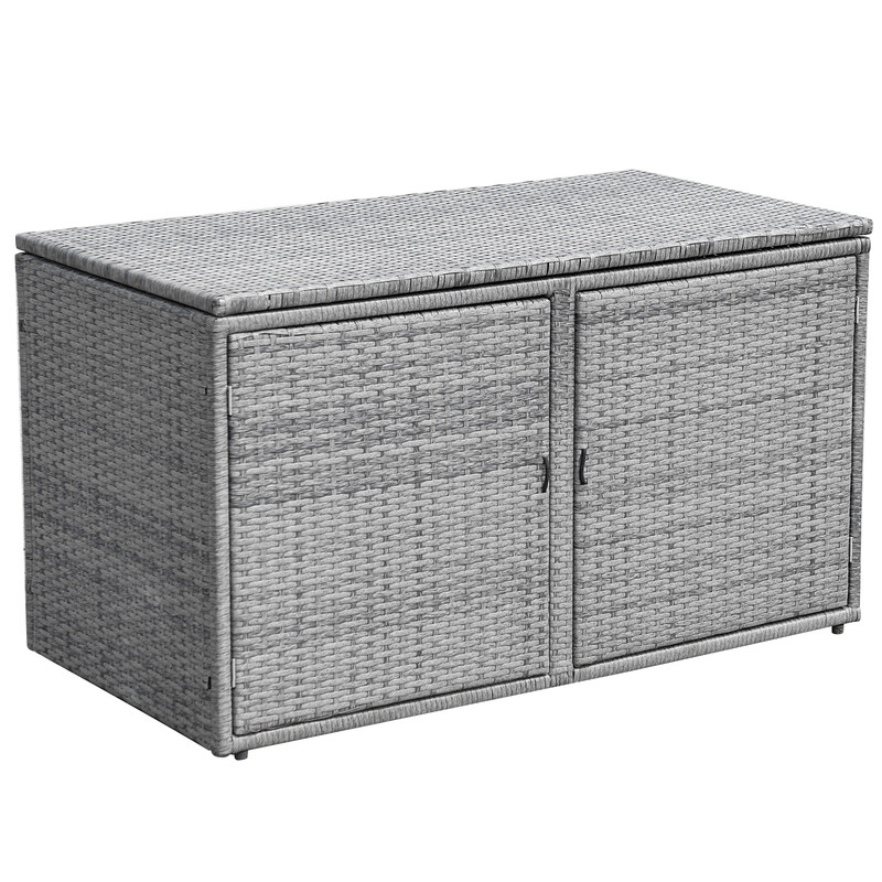 Terrasse opbevaringskasse udendørs grå PE-rattan 330 L 115x60x65 cm