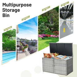 Terrasse opbevaringskasse udendørs grå PE-rattan 330 L 115x60x65 cm