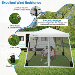 Festtelt hvid 3x3 m oxford justerbar højde netvægge