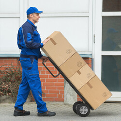 Transportvogn sort metal 300 kg kapacitet ergonomisk p‑håndtag sammenklappelig
