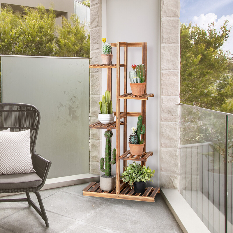 Blomsterstativ i fyr 5 niveauer brun 50x21x103 cm indendørs udendørs