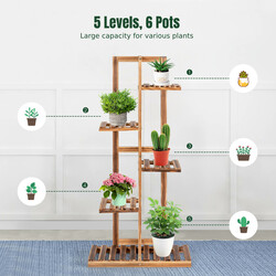 Blomsterstativ i fyr 5 niveauer brun 50x21x103 cm indendørs udendørs