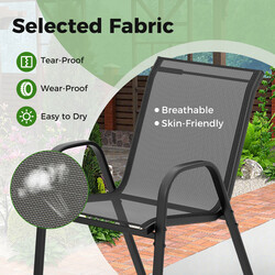 Balkon møbel sæt grå stål glas med 2 stole og bord