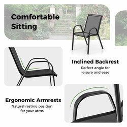 Balkon møbel sæt grå stål glas med 2 stole og bord