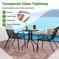 Balkon møbel sæt grå stål glas med 2 stole og bord