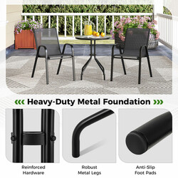 Balkon møbel sæt grå stål glas med 2 stole og bord