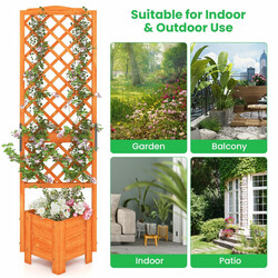 Planteringskasse med spalje orange 180 cm tannetræ metal vejrbestandig