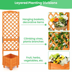 Planteringskasse med spalje orange 180 cm tannetræ metal vejrbestandig