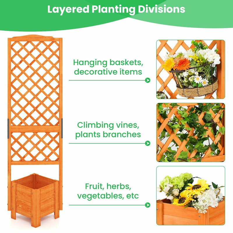 Planteringskasse med spalje orange 180 cm tannetræ metal vejrbestandig