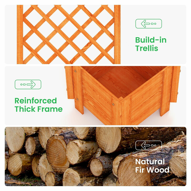 Planteringskasse med spalje orange 180 cm tannetræ metal vejrbestandig
