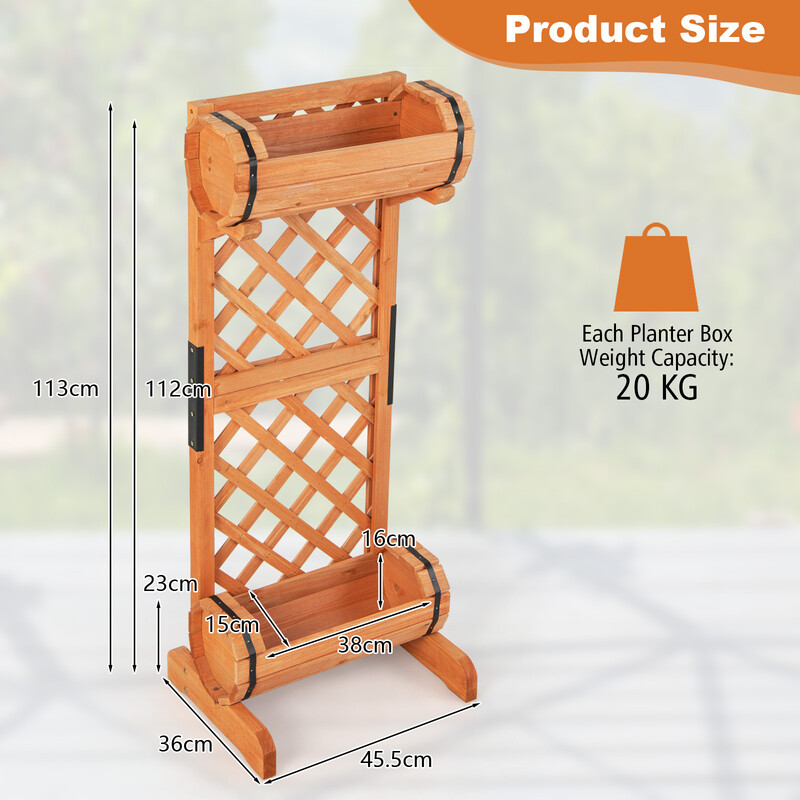 Høj plantekasse i tannetræ med espalier orange 45