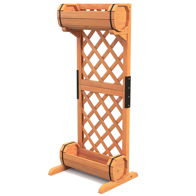 Høj plantekasse i tannetræ med espalier orange 45