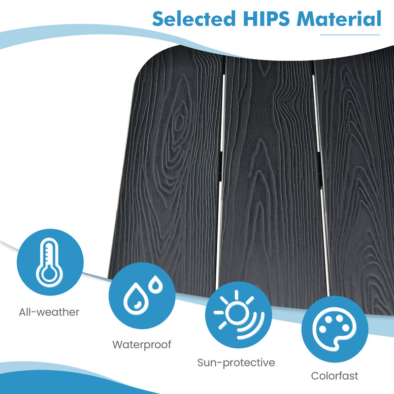 Sammenklappeligt sort rækkebord HIPS metal 62x60 cm til balkon