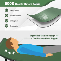 Grøn sammenklappelig camping-seng 190x70 cm metal og oxfordvæv med bæretaske