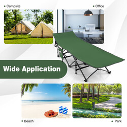 Grøn sammenklappelig camping-seng 190x70 cm metal og oxfordvæv med bæretaske