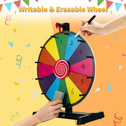 Plastik lykkehjul 38 cm med 12 farvede sektioner og whiteboardpen