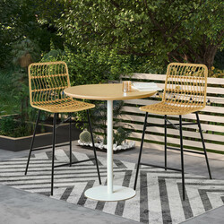 2 stk gul og sort rattan barstole 104 cm indendørs udendørs