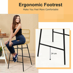 2 stk gul og sort rattan barstole 104 cm indendørs udendørs