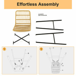 2 stk gul og sort rattan barstole 104 cm indendørs udendørs