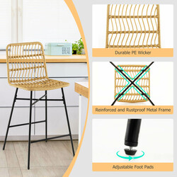 2 stk gul og sort rattan barstole 104 cm indendørs udendørs