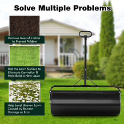 Metalgræsrulle sort med aftageligt håndtag og 63 l beholder til havepleje