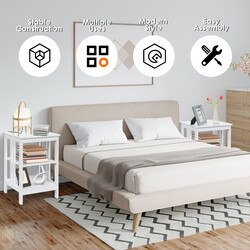 Natbord hvid MDF 40x40x61cm tre-etagers med opbevaring til soveværelse og stue