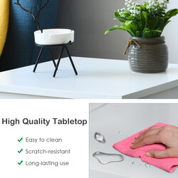 Natbord hvid MDF 40x40x61cm tre-etagers med opbevaring til soveværelse og stue