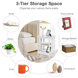 Natbord hvid MDF 40x40x61cm tre-etagers med opbevaring til soveværelse og stue