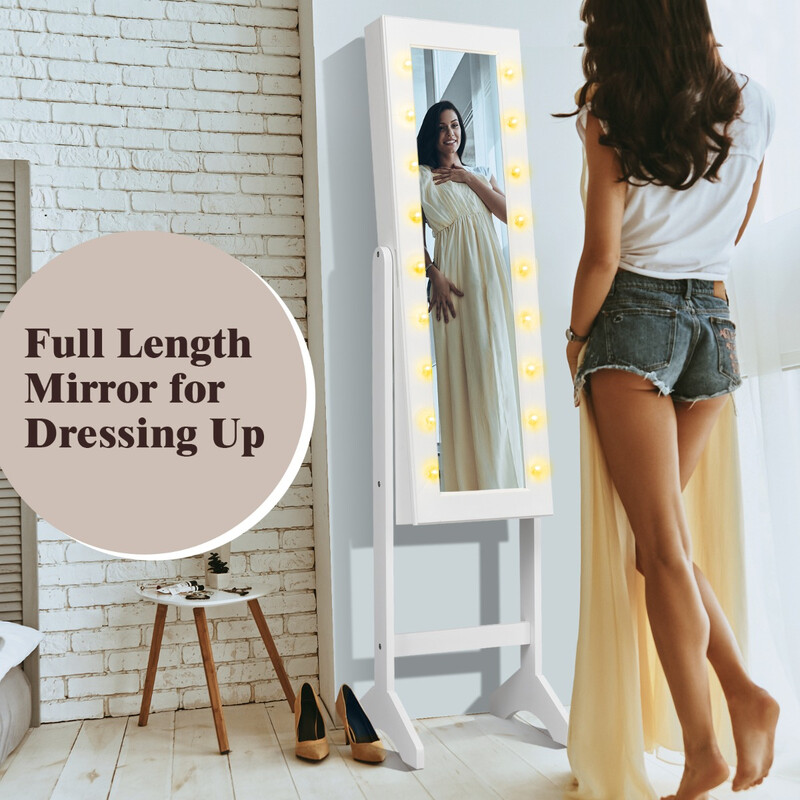 5x100 cm med LED lys og spejl justerbare ben