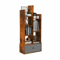 Bogreol åben træ brun 7 hylder kasse 53x24x118 cm