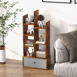 Bogreol åben træ brun 7 hylder kasse 53x24x118 cm